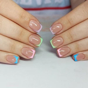 24Pcs Square Press on Nail French Fake Nail Glues on Nail Artificial Nail - Picture 1 of 8