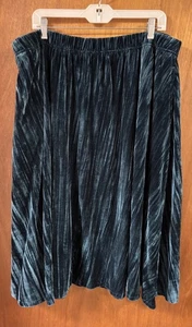 Dusty Aquamarine Crush Velvet Skirt Elastic Waist Woman Within Sz 22/24 40-46” W - Picture 1 of 5