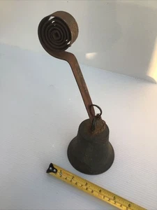 Vintage Brass Door/shop Keepers Bell With Metal Coiled Hanging Arm. - Picture 1 of 12