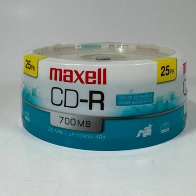 Maxell CD-R 25 Pack 700 MB 80 Minutes Max 48X Data Play Record Music Photos New - Image 1 of 4