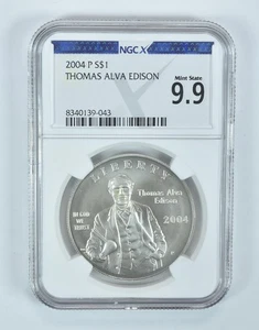 2004-P Thomas Edison Commemorative Silver Dollar Mint State 9.9 NGC X NGCX - Picture 1 of 5