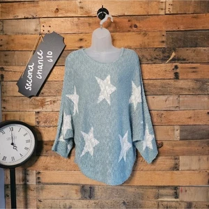 Wishlist Damen Spa aquagrün Sternenmuster leichter Strickpullover Gr. S/M - Bild 1 von 15
