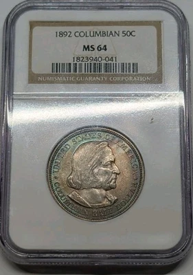 1892 MS64 Columbian Half NGC With Dual Sided Blue Toning - Image 1 of 4