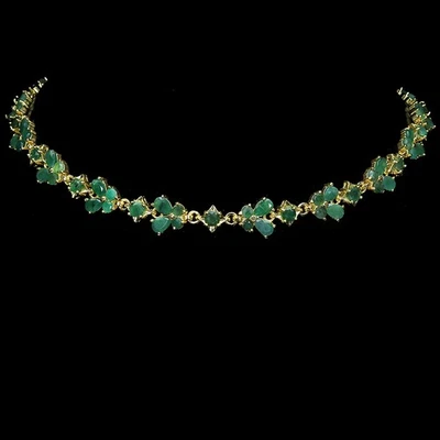 Ожерелье из стерлингового серебра 925 пробы с овальным изумрудом 6x4 мм ювелирные изделия с натуральными драгоценными камнями 17 дюймов - Изображение 1 из 4