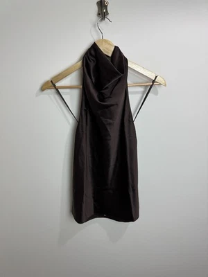 Me+Em Silk Halterneck Low Back Top Brown UK 4 New With Tags - Image 1 of 4