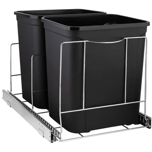 Pull Out Double Trash Can under Cabinet - Heavy Duty Metal Sliding System W/Life - Picture 1 of 12