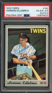 1970 Topps #150 HARMON KILLEBREW HOF Minnesota Twins Signed PSA 4.5 AUTO 9 - Picture 1 of 2