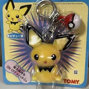 Vintage Pokemon Pichu and Pokeball Tomy Keychain Sealed Package Japan, RARE - Picture 1 of 5