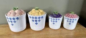 Pfaltzgraff Treasure Craft Fruits Flour Sugar Cookie Canister Jars Set of 4 Nice - Picture 1 of 2