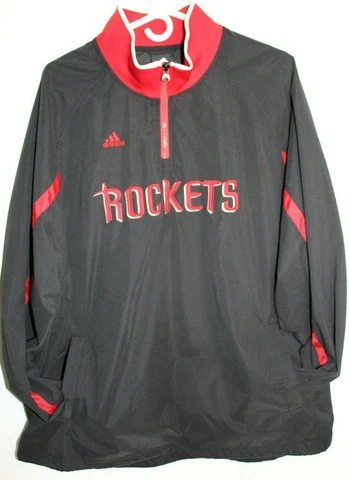 ADIDAS NBA Houston Rockets Pullover Windbreaker Softshell XL Black Red Cover