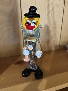 Vintage SELTEN handgefertigter venezianischer Murano Italien Glaskunst Clown mit Horn 9 Zoll mit Etikett - Bild 1 von 16