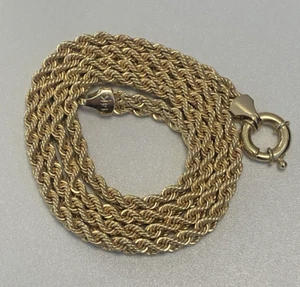 LXJ 14K Yellow Gold Solid Fancy Wheat Style Necklace Rope. Turkey 18" - Picture 1 of 10