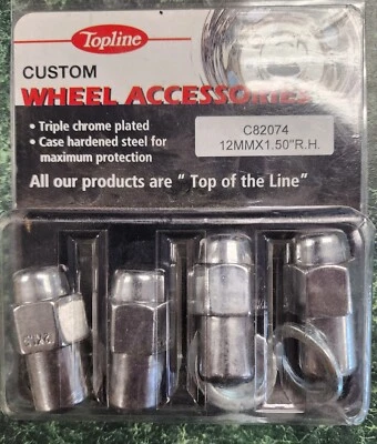 Topline 12mm x 1.5 Chrome Mag haste porca conjunto de 4  - Imagem 1 de 3