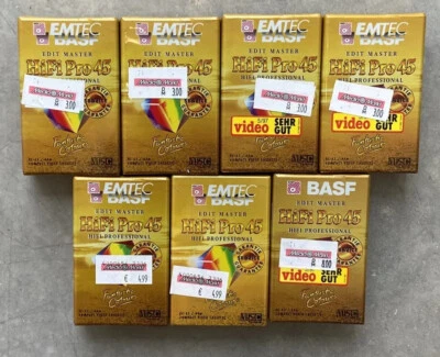 7x EMTEC BASF Edit Master Hi Fi Pro 45 Compact VHS-C Video Cassette - NEU - Bild 1 von 4