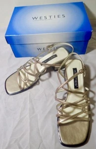 Women's WESTIES WSCARYL Gold Color Strap Sandals with box Size 7 M Lot-LM51 - Picture 1 of 11