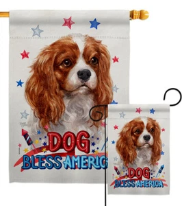 Patriotic Charles Spaniel Garden Flag Animals Dog Decorative Gift Yard Banner - Picture 1 of 19