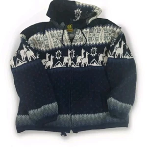 Tejidos Ruminahui Suéter Chaqueta con Capucha Para Hombres XL Acrílico Navajo Azul Marino - Imagen 1 de 14