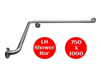 CORNER SHOWER GRAB BAR LEFT HAND DISABLED HANDRAIL SAFETY RAIL 750 x 1000 - image 1 of 4