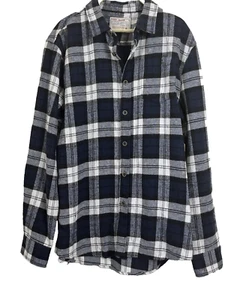 Jachs Mfg Co Men's L Black Blue Plaid Flannel Button Front Long Sleeve Shirt NWT - Picture 1 of 9