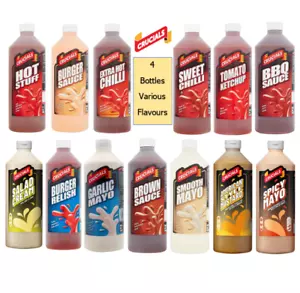Crucials Sauce Any 4 x 1L Bottles - Choose 2 Flavours - 1 Litre Various Sauces - Picture 1 of 9