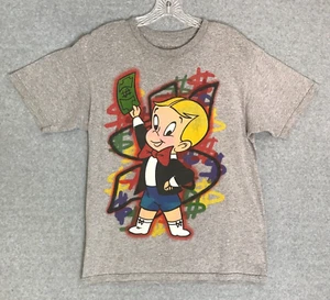 Richie Rich Comics Shirt Mens Small Dollar Sign art Gray Short Sleeve Cotton - Picture 1 of 6