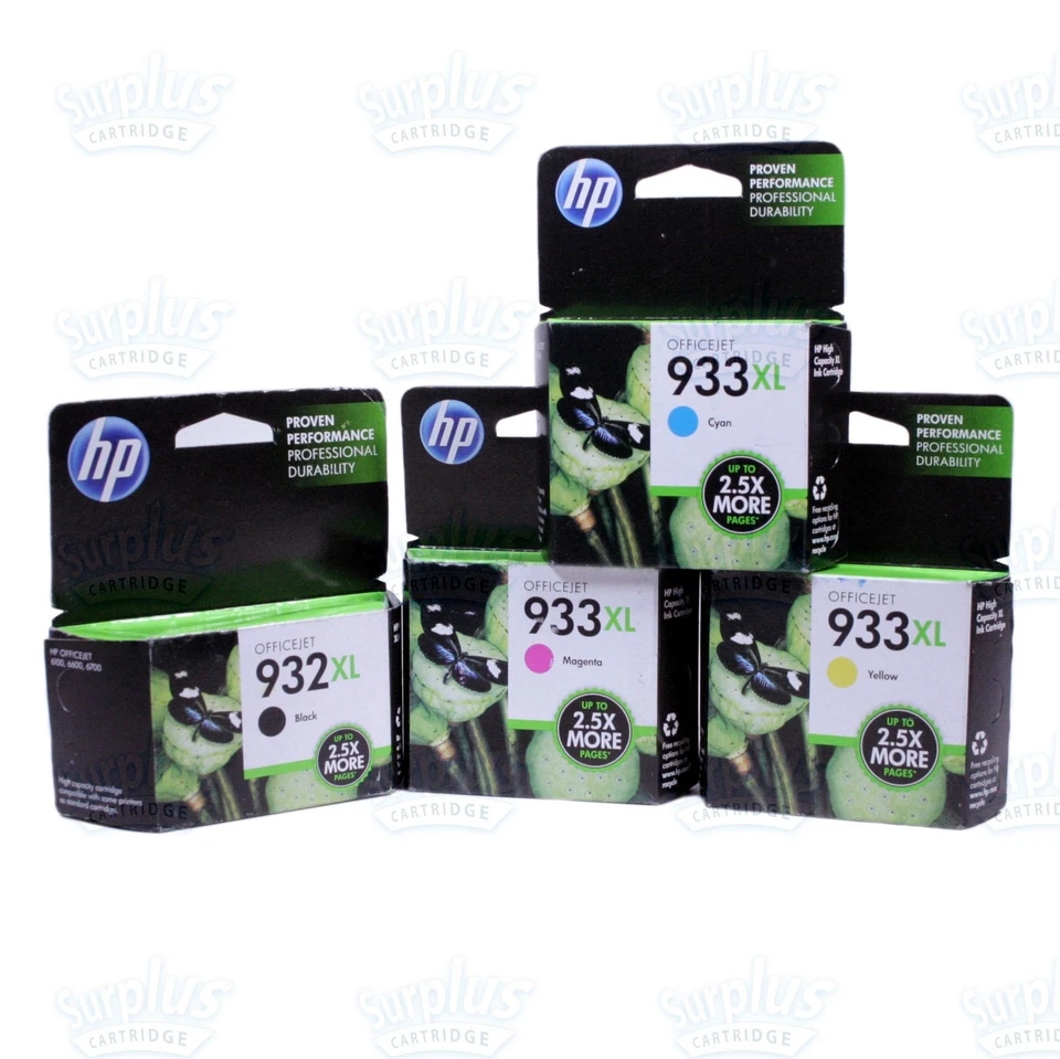 4pk Genuine HP 932XL + 933XL Ink OfficeJet 6100 6600 6700 7110 7612 (Retail Box) - Image 1 of 4