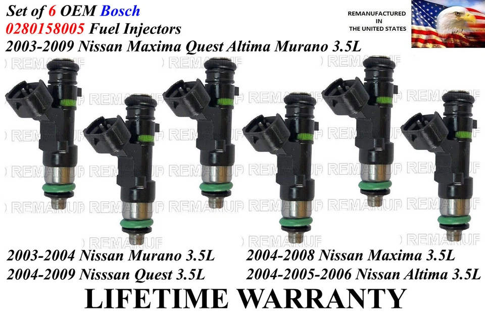 6 inyectores de combustible Bosch OEM para Nissan Murano 2003-2004 3,5 L V6 Foto 1 de 1