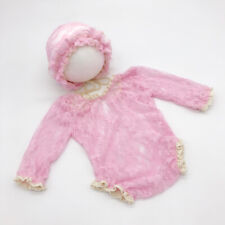 Newborn Baby Girl Lace Jumpsuit Hat Suit Romper Photography Props Studio Photo