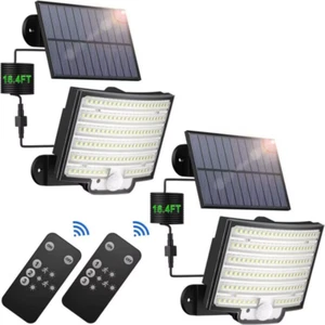 Solar Motion Sensor Light Outdoor LED Flood Lamp w/ Remote Waterproof Yard - Picture 1 of 13