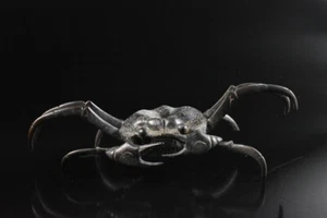 T5199: Japanese Old Copper Crab STATUE sculpture Ornament Figurines Buddhist art - Picture 1 of 7