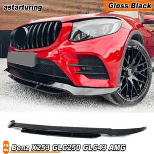 Glossy Black Front Bumper Lip Spoiler For Mercedes X253 Sport GLC250 GLC43 - Picture 1 of 15