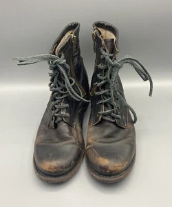 Freebird By Steven Manchester Distressed Black Leather Combat Boots Zip/laced - Picture 1 of 14