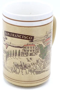 Vintage San Francisco großer Becher bemalt Damen Seilbahn Heißluftballon Blimp - Bild 1 von 6
