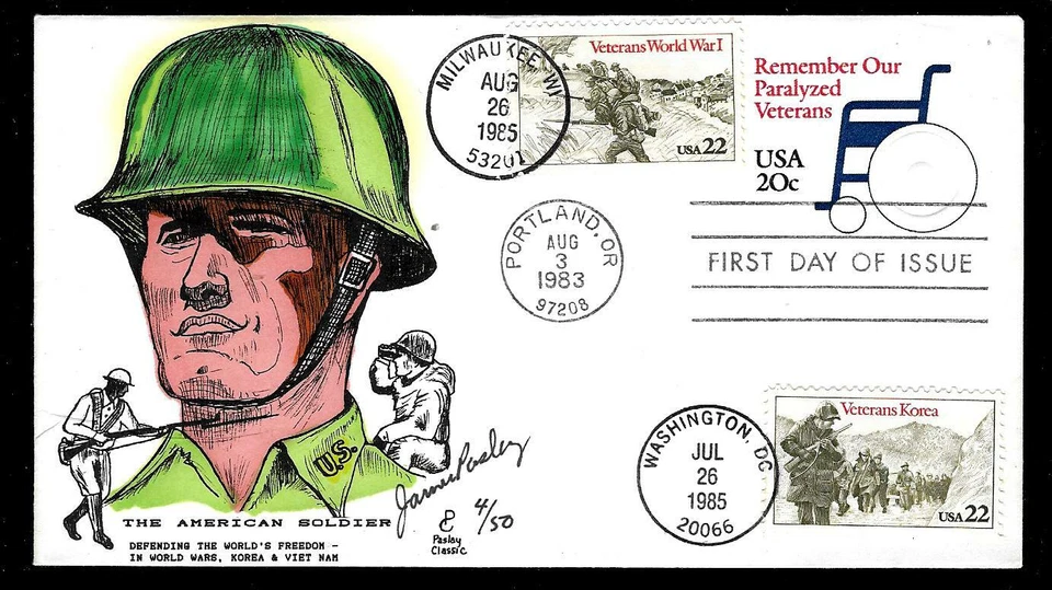 U605 20c Stamp (1983) REMEMBER PARALYZED VETERANS FDC HD/HP BY JAMES B. PASLAY - Image 1 of 1