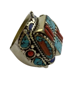 Anello in Argento tibetano e Pietre Naturali - Foto 1 di 7