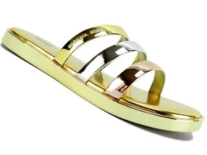 Michael Kors Women's Keiko Slide Sandals Gold/Silver Size 8 M - Picture 1 of 6