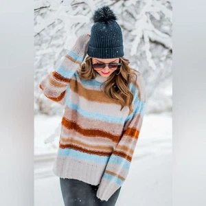 American Eagle Outfitter Womens Sweater Pullover Size M Colorblock - Picture 1 of 12