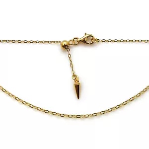 Gold über Sterlingsilber verstellbar auf 22" Halskette - leichte Flachkabelkette - Bild 1 von 4