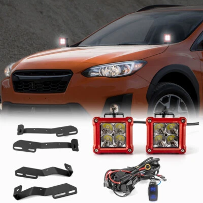 Cápsulas LED 40W 3"" (carcasa roja) + soportes de zanja + cableado para Subaru Crosstrek 2013-2024 Foto 1 de 4