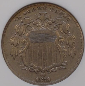 1879 Shield Nickel 5c ANACS Certified XF45 Old Small Holder - Picture 1 of 4