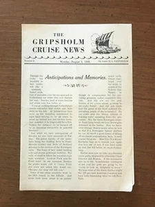 Boletín MS Gripsholm 1935 'Cruise News' - Swedish American Line - Imagen 1 de 1