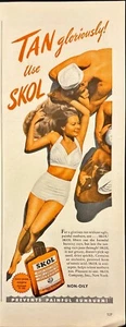 SKOL Loción Bronceadora Marina Hombres Mujer Bonita Segunda Guerra Mundial Anuncio Impreso Vintage 1944 - Imagen 1 de 6