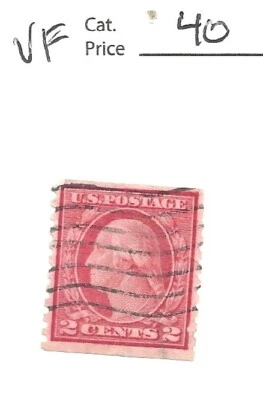 US 453, 2 cent carmine type I , Vert. coil , 1914, Washington, VF scv $20 - Image 1 of 2