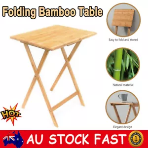 62cm BAMBOO Wooden Folding Table Tray Dinner Home Coffee Snack Outdoor Desk - Picture 1 of 6