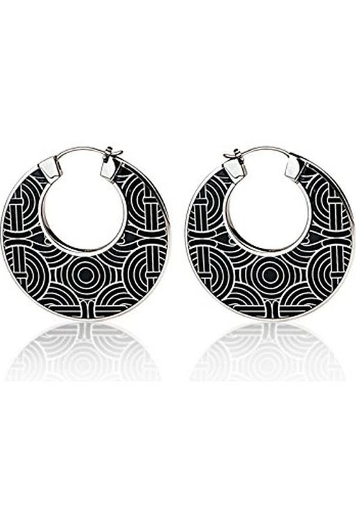 NUEVO PENDIENTE ARO EMPORIO ARMANI ACERO INOXIDABLE + ÓNIX NEGRO - EGS1245 Foto 1 de 1