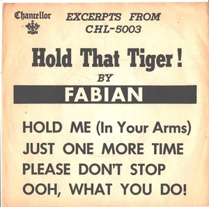 FABIAN--RARE PROMO ONLY-4-SONG PAPER-EP-PICTURE SLEEVE + 45-(HOLD THAT TIGER)-PS - Picture 1 of 6