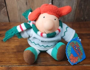 Vintage Ziggy Plush Jolly Holidays Doll Plush Toy 8” Green & White Sweater Scarf - Picture 1 of 9