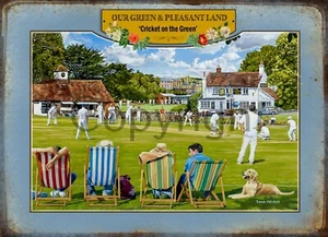 Cricket On The Village Green Nostalgic Summers Day Scene Metal Wall Art - Picture 1 of 1