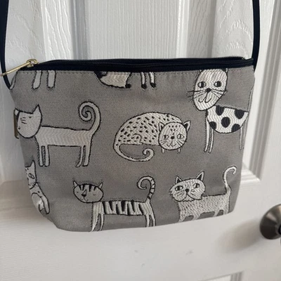 Danny K. Beverly Hills BELLA MEOWSER Black/Grey Cat Bag Purse 10” x 7” - Image 1 of 4