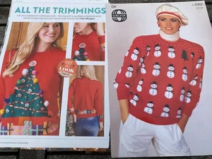 Sirdar 8182 Ladies Christmas Snowman Jumper & Christmas Tree Jumper Patterns - Picture 1 of 4